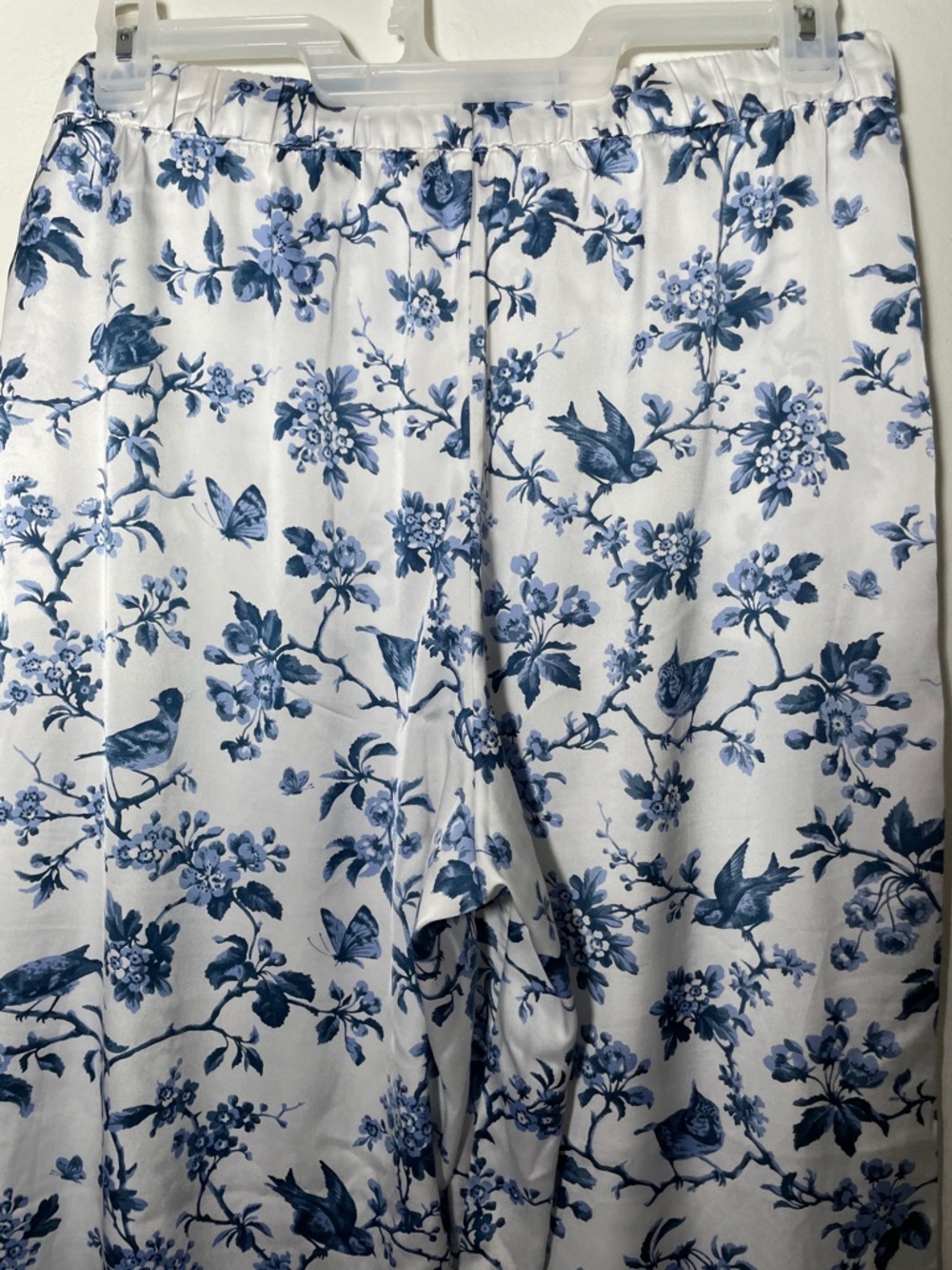 Abercrombie & Fitch Bird & Flower Print Satin Pajama Bottoms L - Picture 9 of 11
